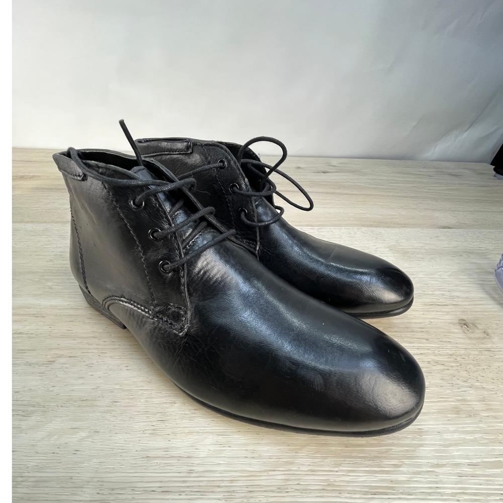 ASOS Mens Black Leather Chukka Boots Lace Up Ankle Boots Size 5